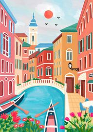 Promenade sur le canal de Venise au lever du soleil sur Nidhi Kachhadiya