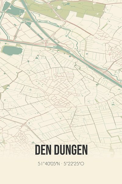 Alte Karte von Den Dungen (Nordbrabant) von Ortsdrucke
