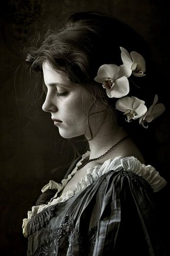 woman with orchid in her