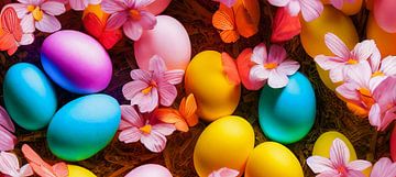 Panorama Fleurs et œufs de Pâques Illustration sur Animaflora PicsStock