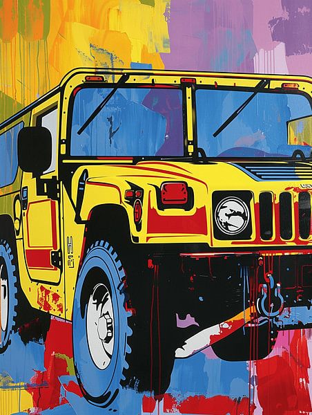Hummer gedeeltelijk zicht auto pop art expressief kleurrijk modern van gm_designs