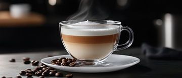 Steamer latte macchiato in een glazen kop van Poster Art Shop