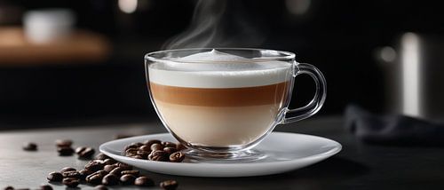 Steamer latte macchiato in een glazen kop