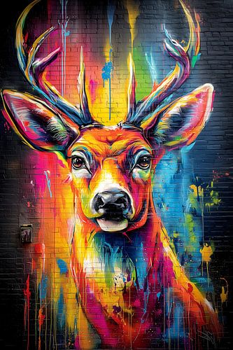 Colourful neon stag