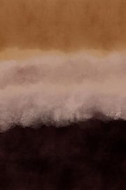 Paysage abstrait minimaliste dans les tons jaune foncé, rose tendre et marron. sur Dina Dankers