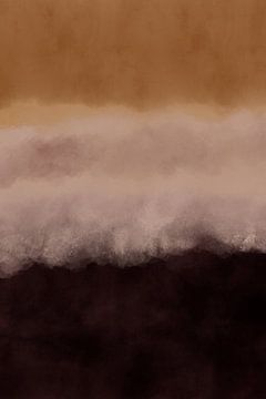 Abstract minimalistisch landschap in donkergeel, zachtroze en bruin. van Dina Dankers