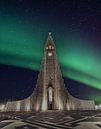 Hallgrims Church in Reykjavík Iceland with Northern Lights by Patrick Groß thumbnail
