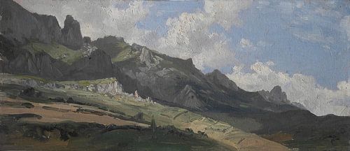 Carlos de Haes-Grijze stenen berglandschap, Antiek landschap