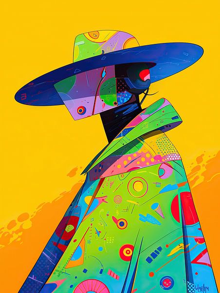 Abstraktes Porträt | Neon-Eleganz entfesselt von ARTEO Gemälde