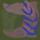 Botanischer Jazz. Modernes Abstraktes in Retro-Kobaltblau, Rosa und warmem Grün von Dina Dankers Miniaturansicht