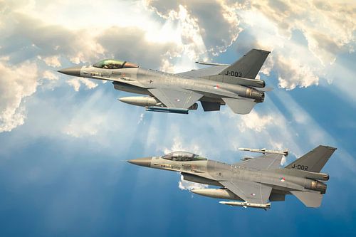 2 F16's Nederland, Leeuwarden.