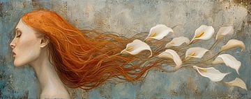 rood haar | Hair Becomes Flowers van Kunst Kriebels