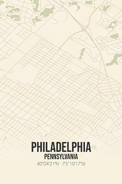 Vintage map of Philadelphia (Pennsylvania), USA. by Rezona