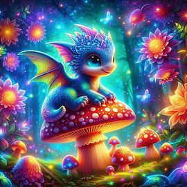 Vlinderdraak in een uitbarsting van kleur van Marion Tenbergen