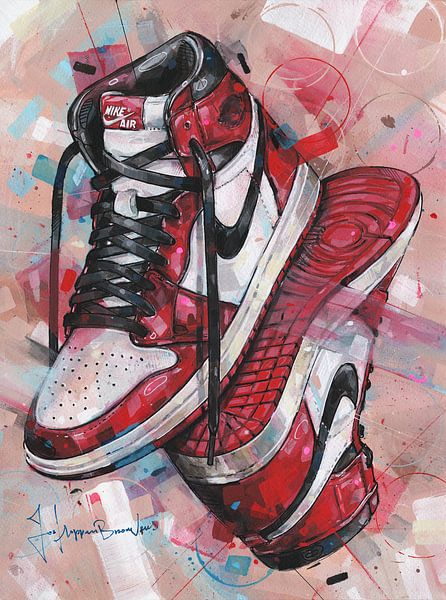 Nike air jordan 1 Retro Chicago Malerei. von Jos Hoppenbrouwers