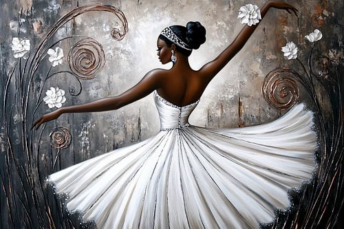 Elegante ballerina met bloemen