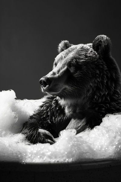 Bathroom picture: Relaxed bear in a bubble bath by Poster Art Shop