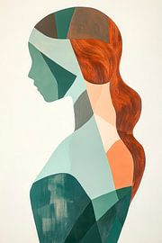 Women's profile in geometric colours by Poster Art Shop
