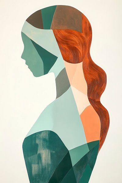 Frauenprofil in geometrischen Farben von Poster Art Shop
