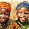 Africa Watercolour Children by Preet Lambon