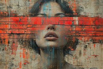 Vrouw Rood Abstract | Rouge Tranquility Echo van Kunst Kriebels
