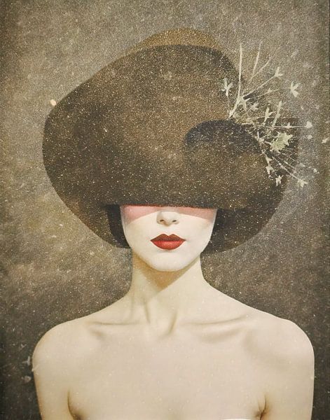 woman in Ton Sur Ton - Abstract portret 02 van TW living