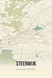 Alte Landkarte von Steenwijk (Overijssel) von Ortsdrucke