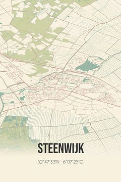 Vintage map of Steenwijk (Overijssel) by Rezona