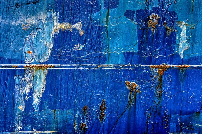 Blauer Schiffsrumpf mit Rost und Schweißnaht von Frans Blok