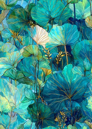 Tropische sferen Bloemenbladeren blauw