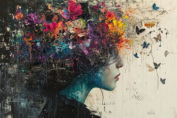 Portrait moderne | Portrait de papillon coloré sur Caprices d'Art