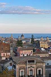 Magical skyline of Catania with a view of the Ionian Sea