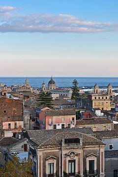Magical skyline of Catania with a view of the Ionian Sea