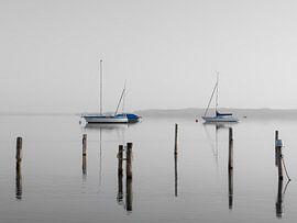 Sailboats in the morning fog near Diessen