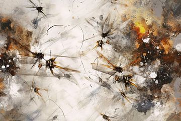 Dragonflies Traveling | Abstract schilderij van Studio Blikvangers