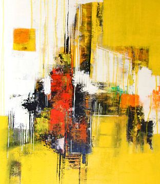 Abstracte afbeelding in zonnig geel van Claudia Neubauer