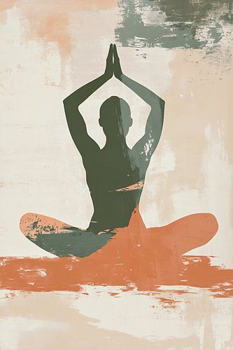 Yoga silhouet met aardetinten