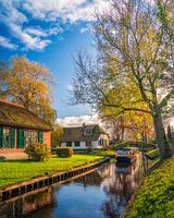 Boat Ride Through Autumn in Giethoorn in the Netherlands