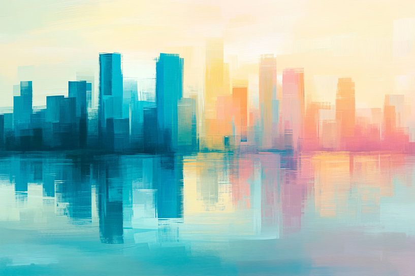 Futuristic cityscape at dusk by Poster Art Shop