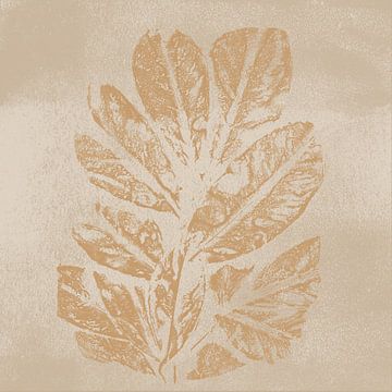 Leaves. Wabi-sabi botanical art in sand, white, ochre by Dina Dankers