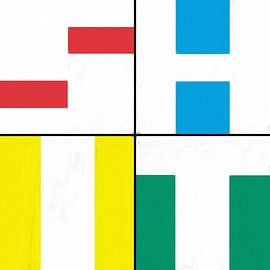 Geometrische vormen in rood blauw geel groen