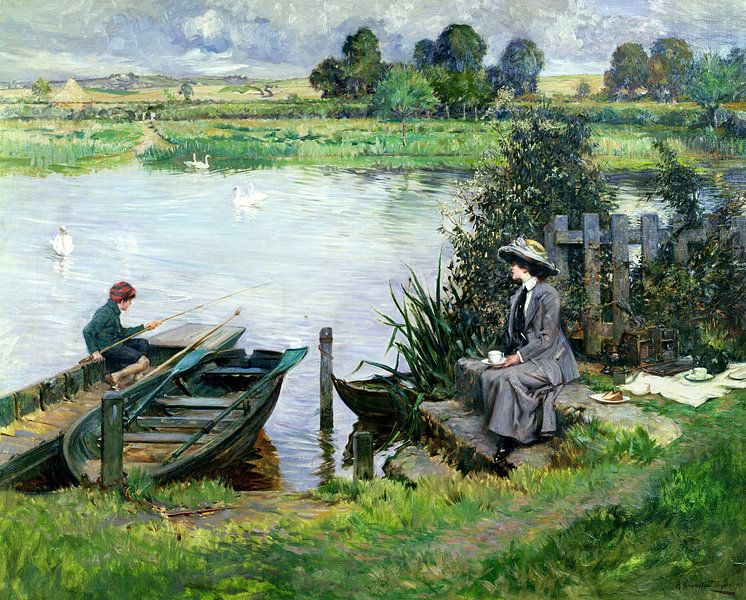 Albert Chevallier Tayler,The Thames at Benson by finemasterpiece