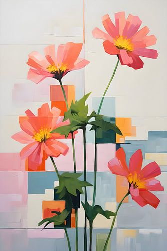 Fleurs colorées en pixels