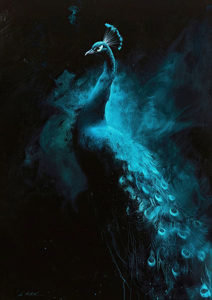 Painting Neon Peacock by Art Whims