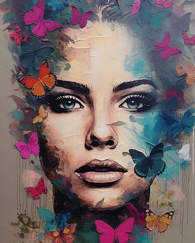 Vlinders, kleurrijke digital art collage