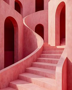 Rosa Treppen und Durchgänge