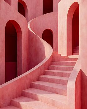 Rosa Treppen und Durchgänge