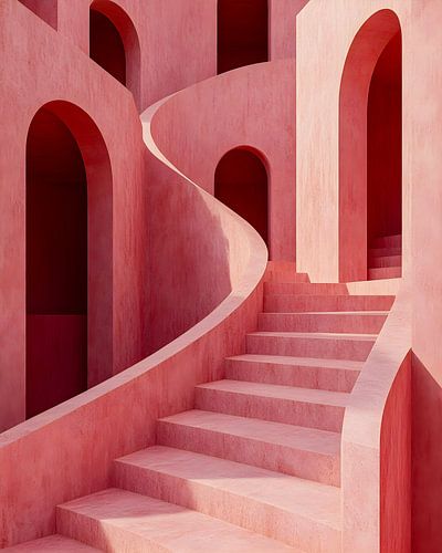 Escaliers et passages roses