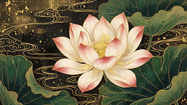 Golden Japanese Radiant Lotus Pond by Siti Zuliana