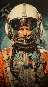 Sovjet vrouwelijke kosmonaut -Poster -Kunst jaren 70 -Poster, Vintage Retro Stijl Verticaal van Animaflora PicsStock